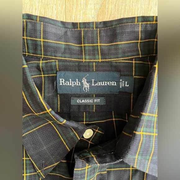 Ralph Lauren Men’s Vintage Long Sleeve Blue Green Yellow Plaid Button Down - L - Picture 3 of 6